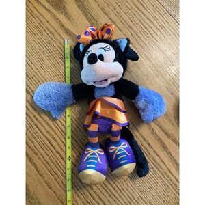 Disney Store 2019 Halloween Minnie Mouse Black Cat Plush 15 Inch Orange Purple